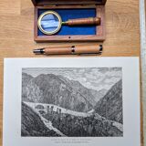 The Devil's Bridge, Schöllenen, vintage engraving, 1878.