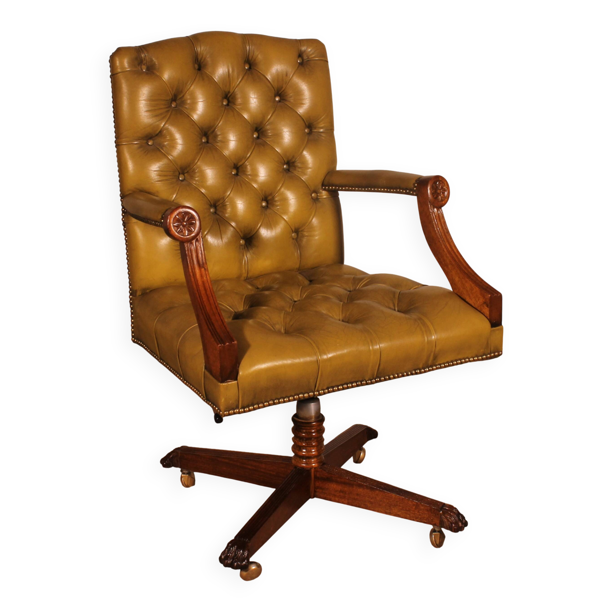 Office Chair Known as Swivel Executive Chair in Mahogany and Leather