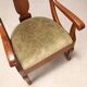 Antique Charles X armchair in walnut and fabric, Italy, mid-19th century.