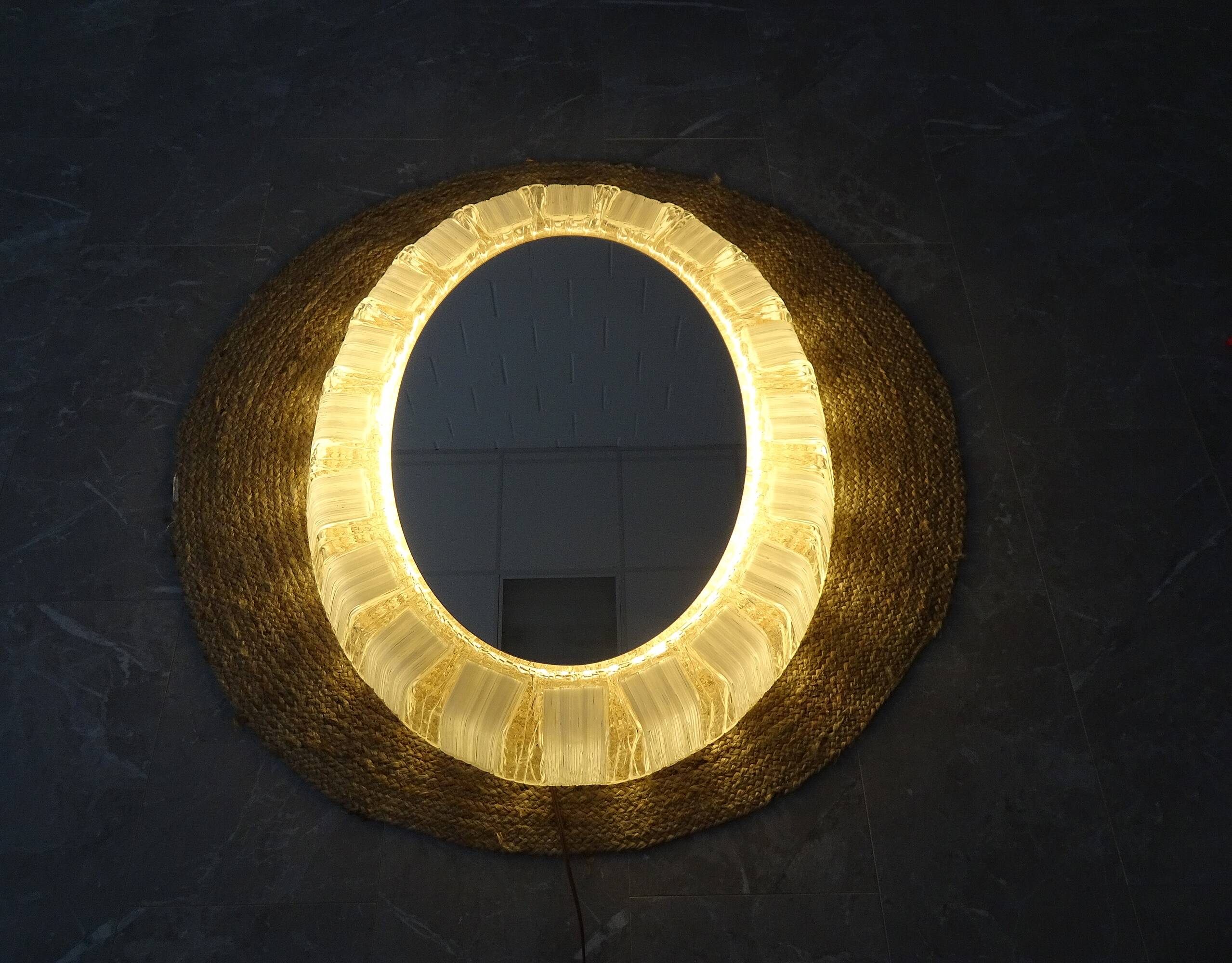 Illuminated mirror acrylic glass - mid century wall decoration
