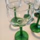 Set of 10 emerald glasses for Alsace wine.