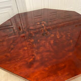 Red lacquered dining table and gold dust, 1970s