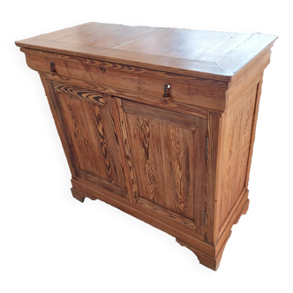 19th century sideboard in solid pitch pine, 2 doors, 1 drawer 128x58x120cm