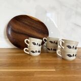 Set of 6 stoneware coffee cups from the 1970s.