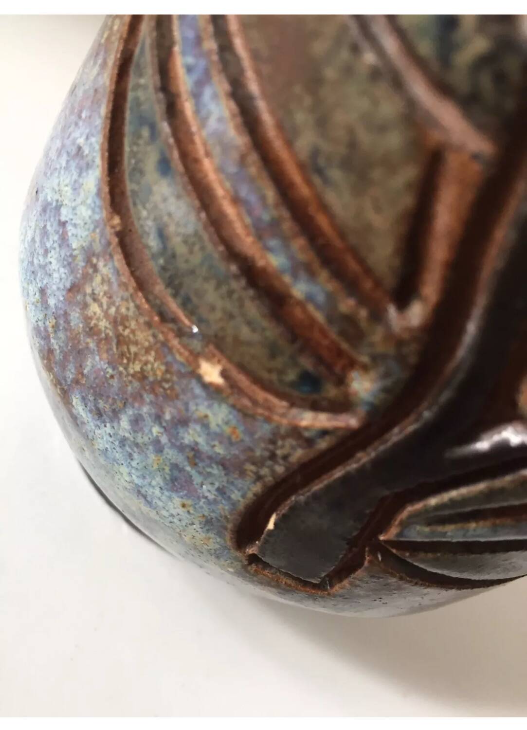 Vase en grès de Bouffioulx vintage signé Dubois