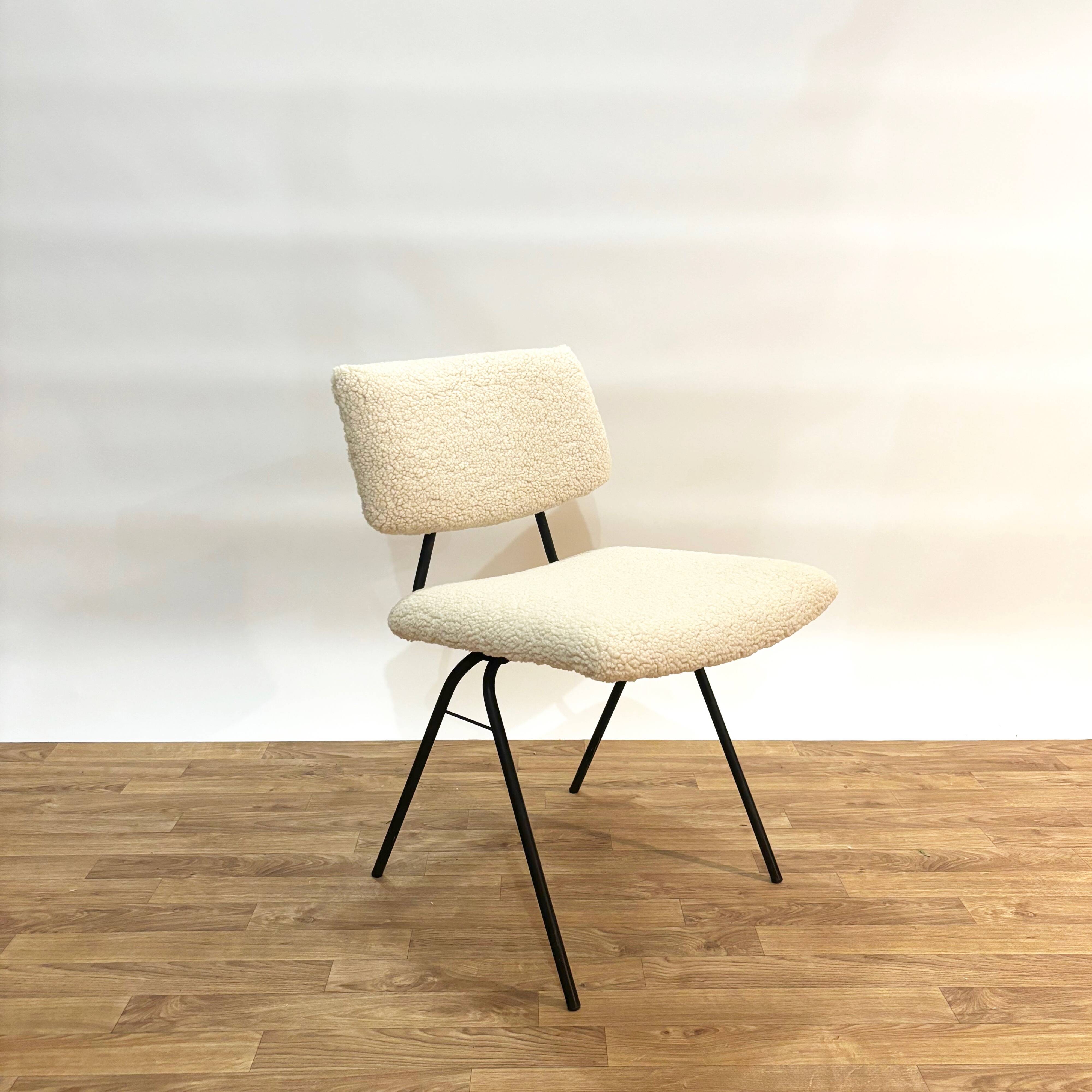 Modernist chair by Pierre Guariche for Huchers Minvielle reupholstered.