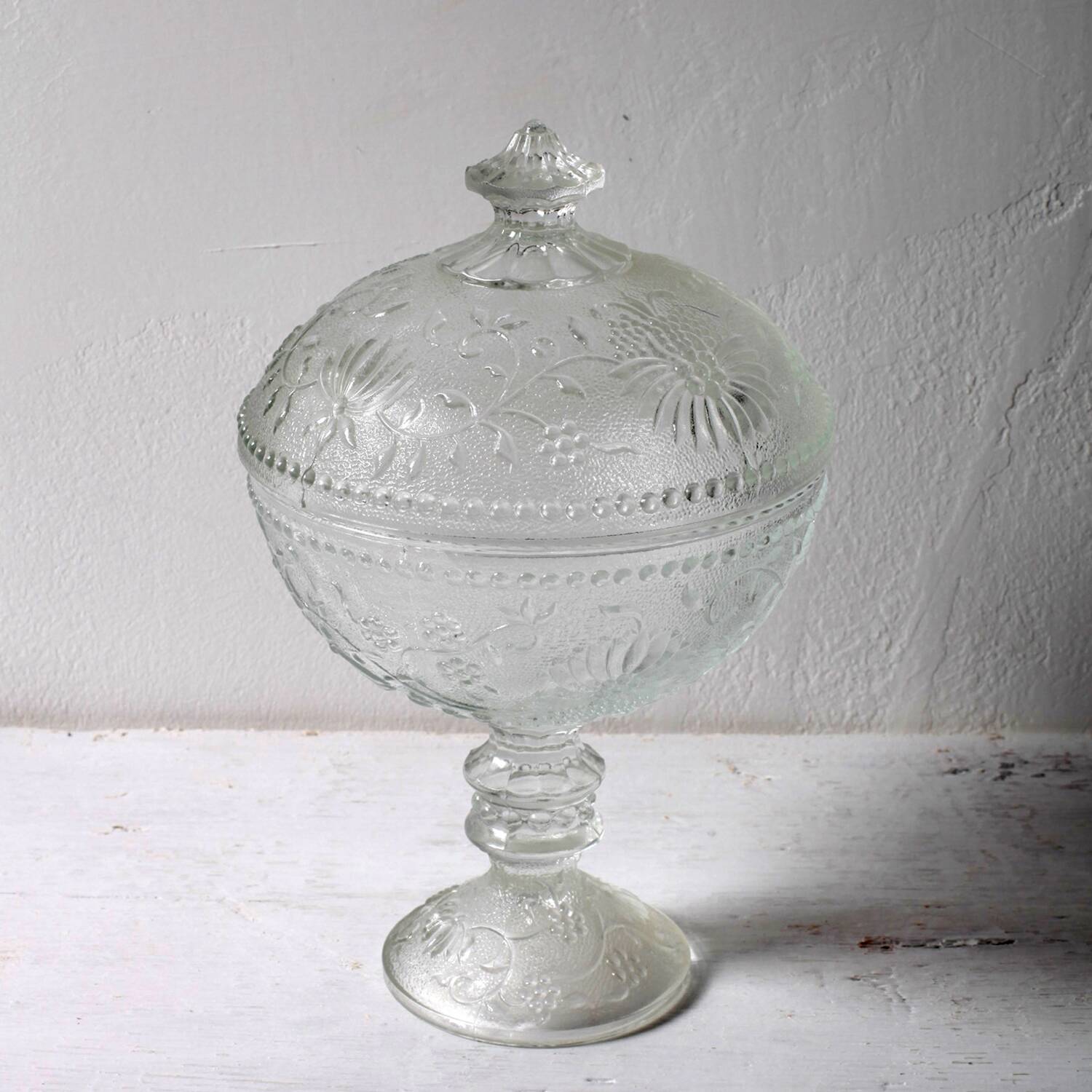 Vintage Cibulak Glass Pedestal Box by Oavel Panek: Czech Bonbon Candy Jar