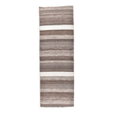 Brown natural wool kilim , hand made wool kilim , runner kilim rug 66x191cm