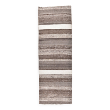 Brown natural wool kilim , hand made wool kilim , runner kilim rug 66x191cm