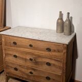 Antique solid wood and marble commode