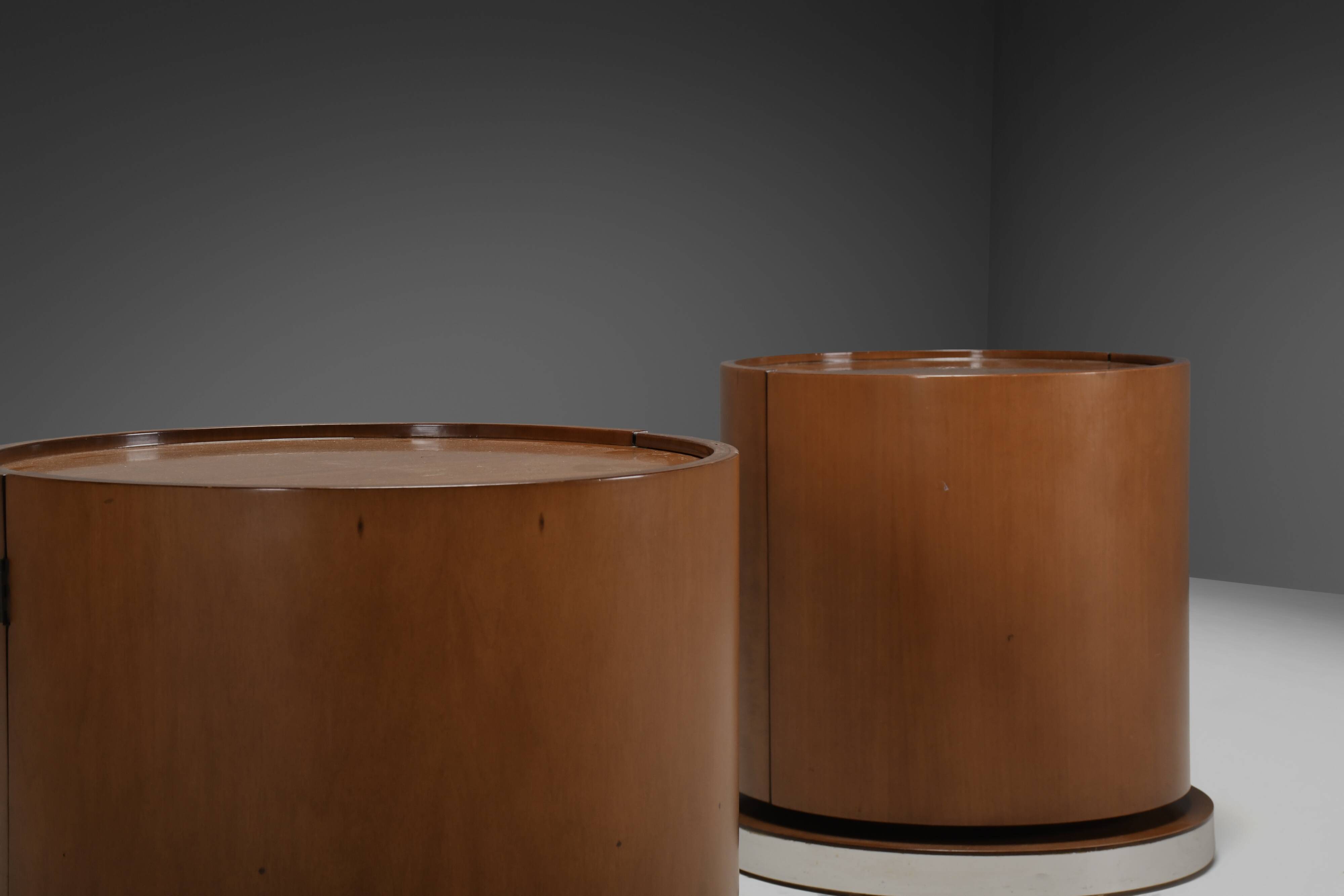 Set of Round Wooden Dry Bars by Mario Sabot, Italy 1970s