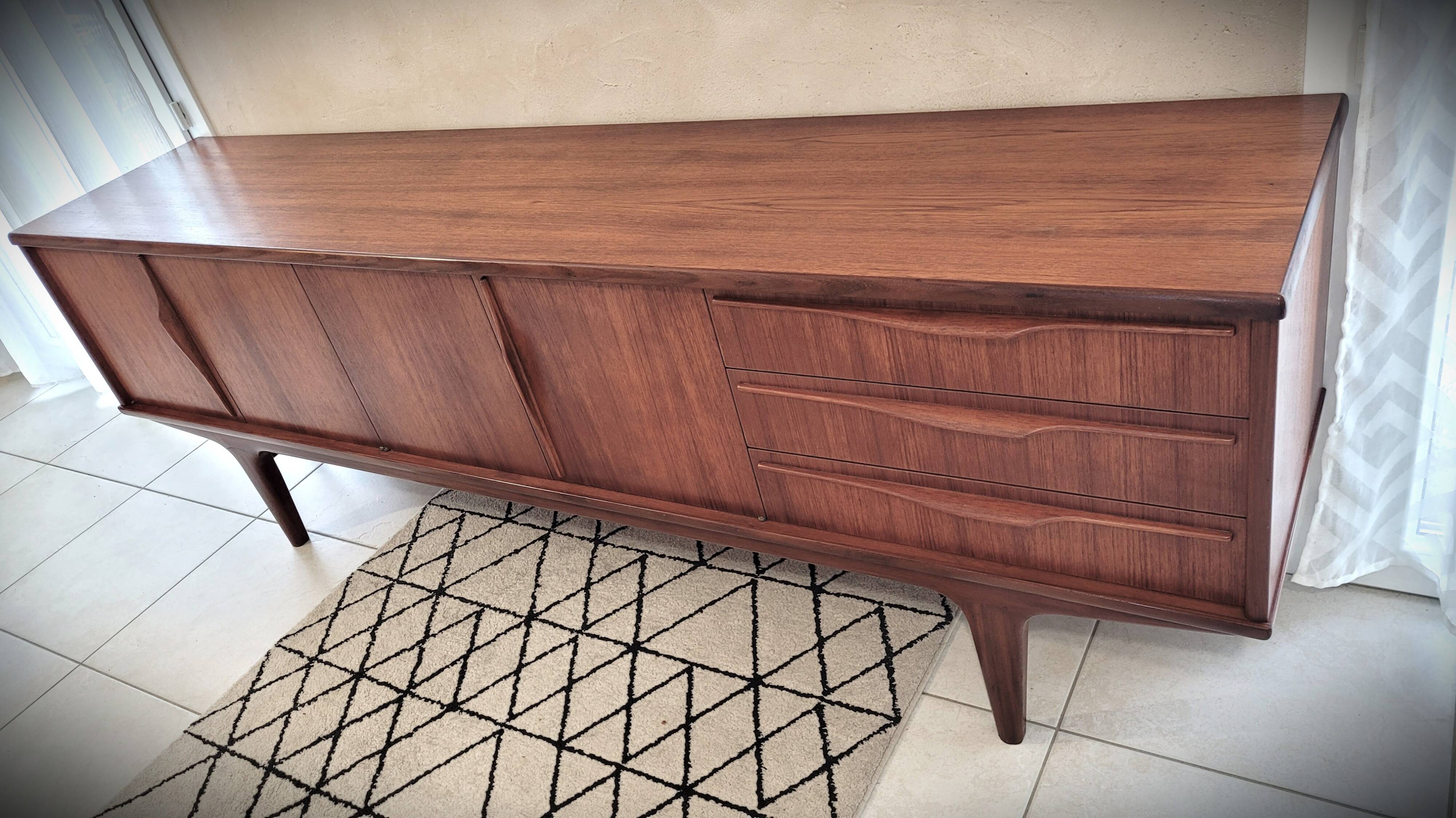 Scandinavian enfilade design in teak from the late 1960s.