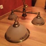 Glass and brass chandeliers