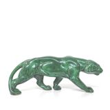 Panther green earthenware Art Deco 1930