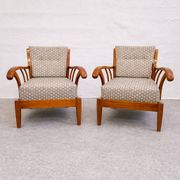 Pair of solid cherry wood armchairs, Austria 1940s