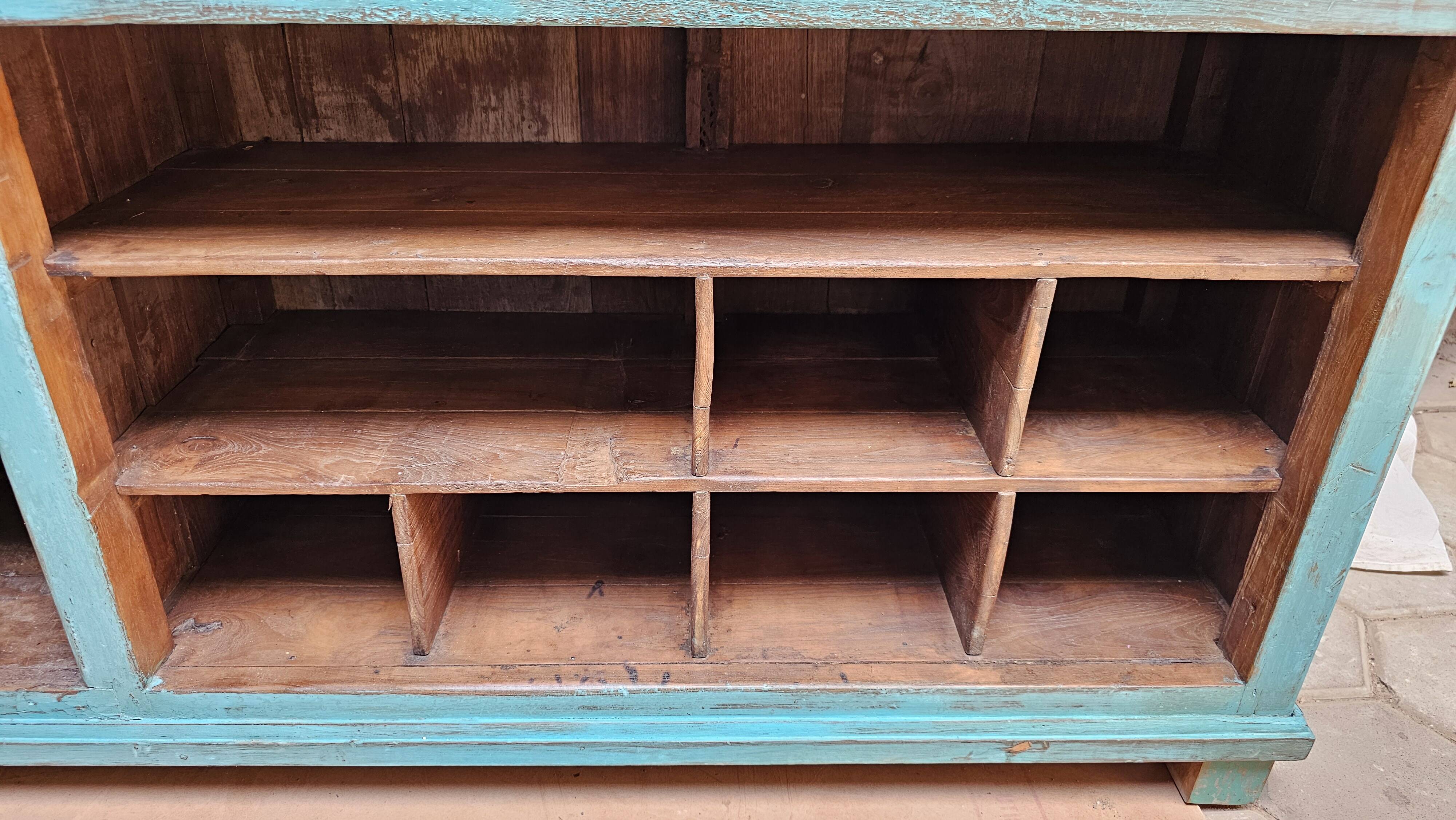 Old merchant's counter in Burmese teak.