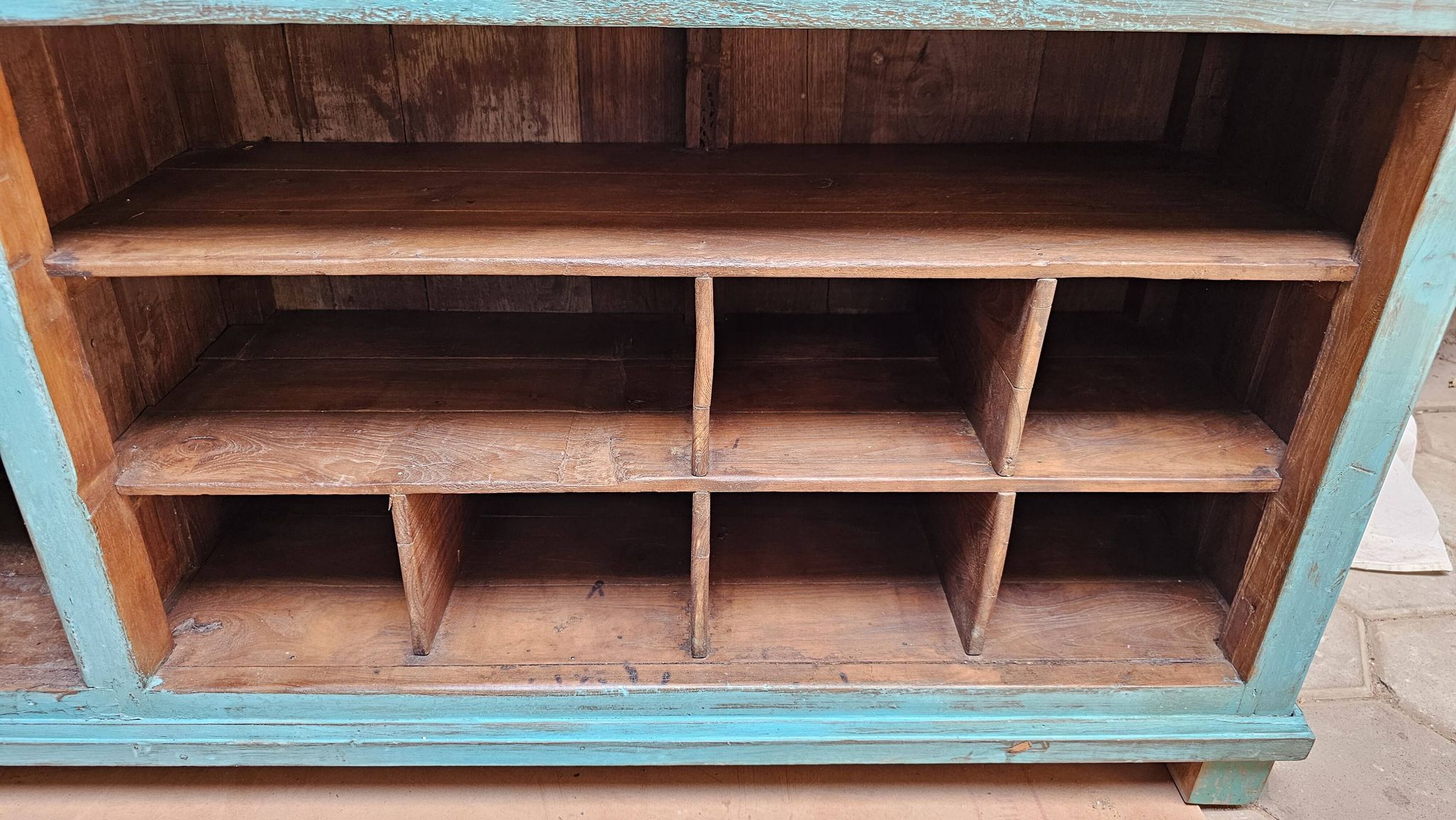 Old merchant's counter in Burmese teak.