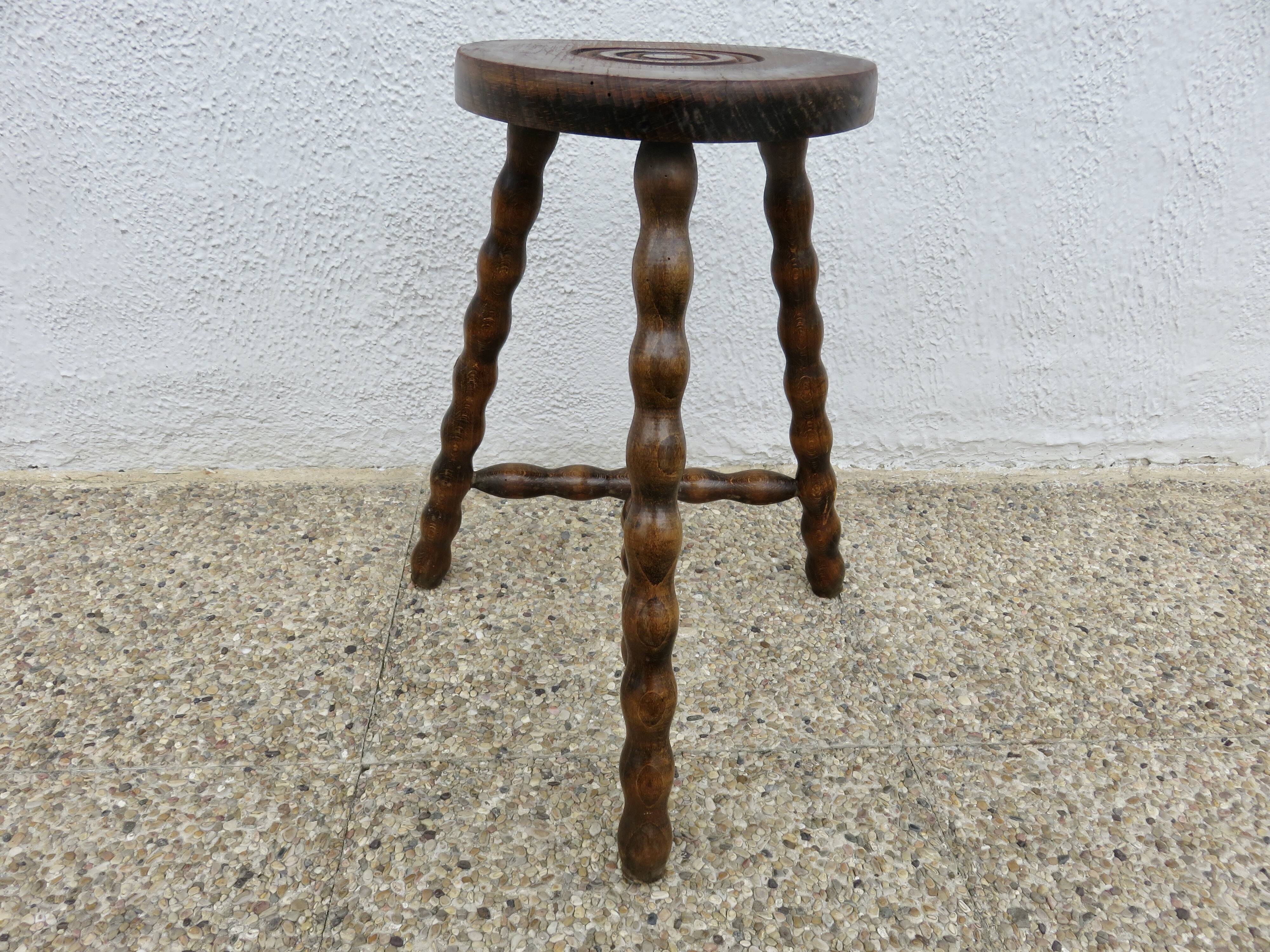 Antique tripod stool, farmhouse stool, 1950s-1960s