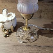 Upcycled vintage pink tulip glass table lamp