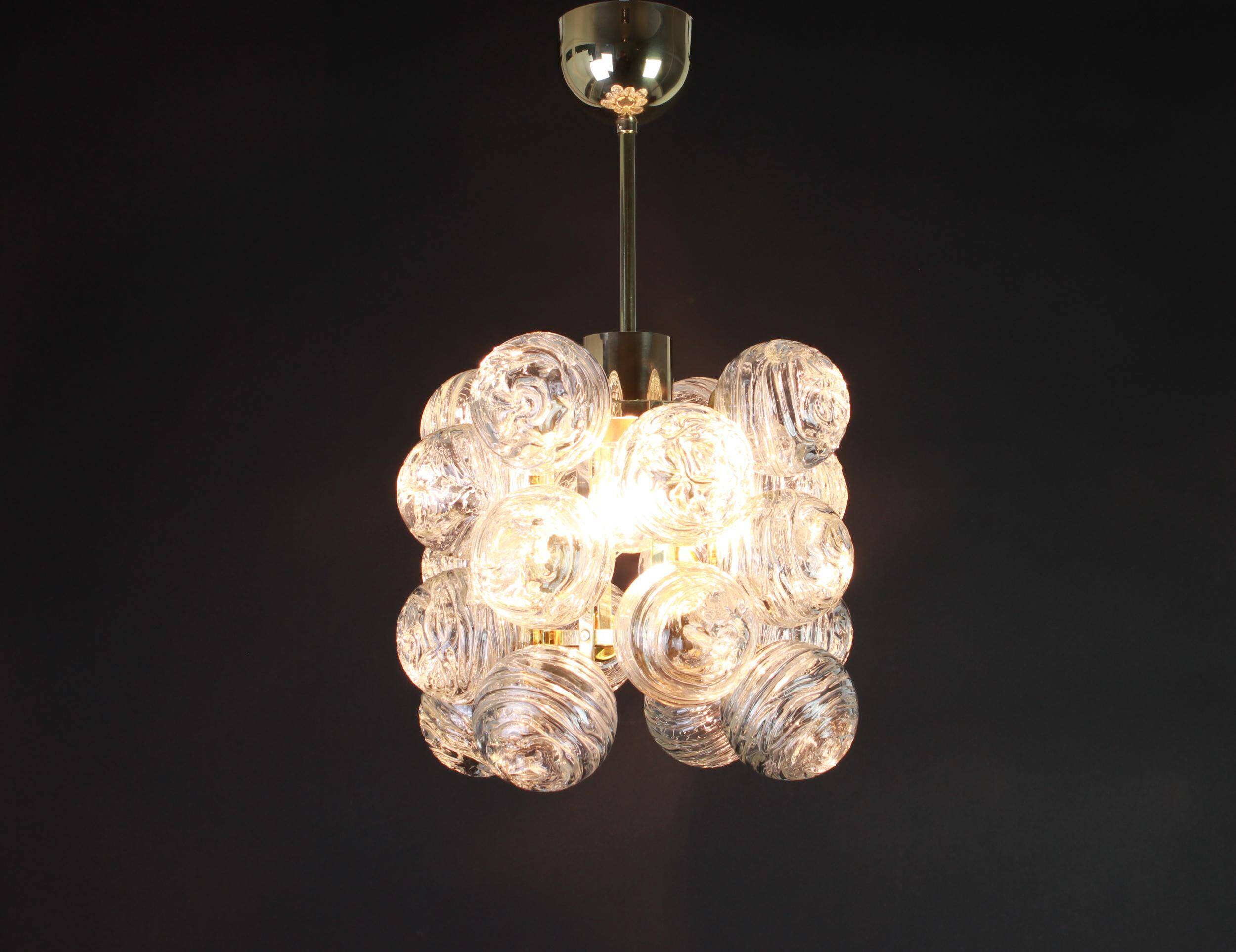 1 of 3 Small Spectacular Sputnik Suspension with Snowballs Doria, Germany, 1970s