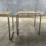 Pair of vintage 1970s wicker/chrome stools
