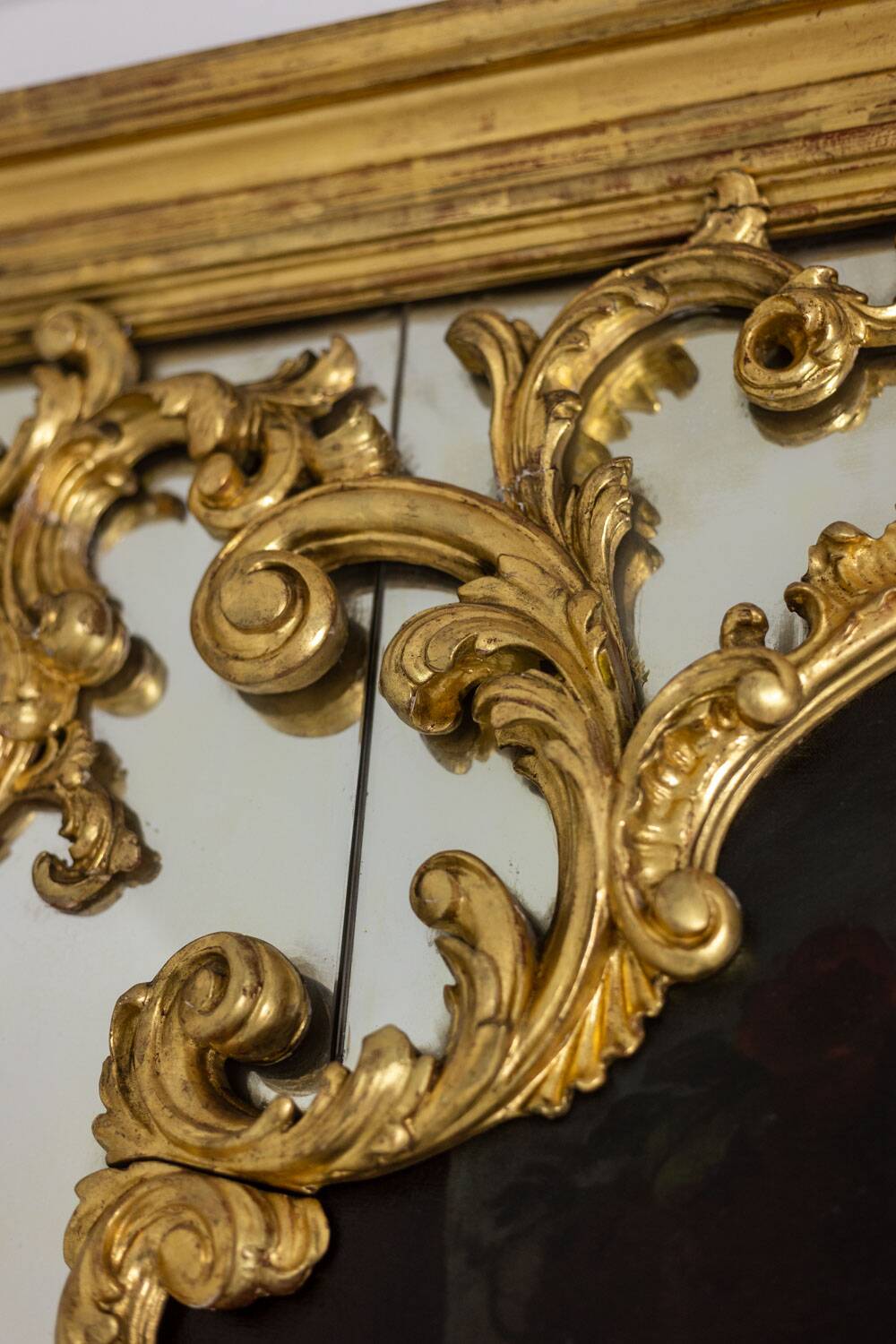 Large trumeau, or glazing bead mirror, Louis XV style. 1950s.
