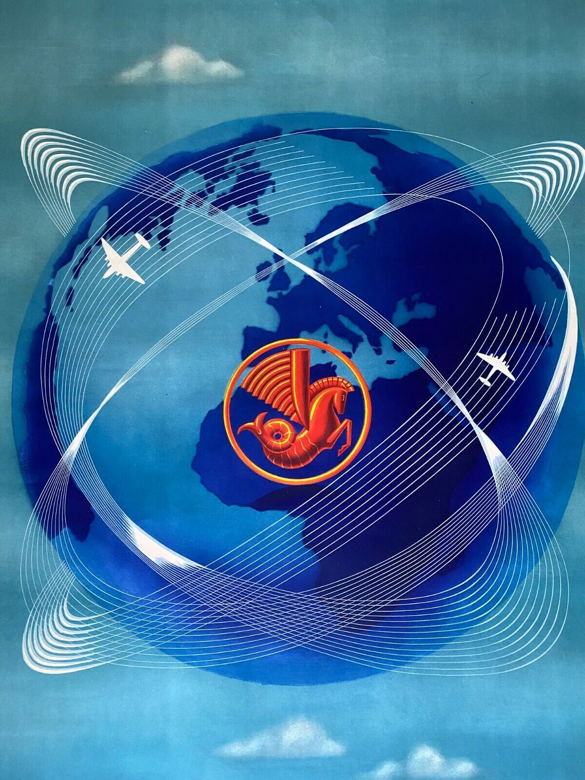 Original Poster Tourism "Air France World Air Network" 62x100cm 1948