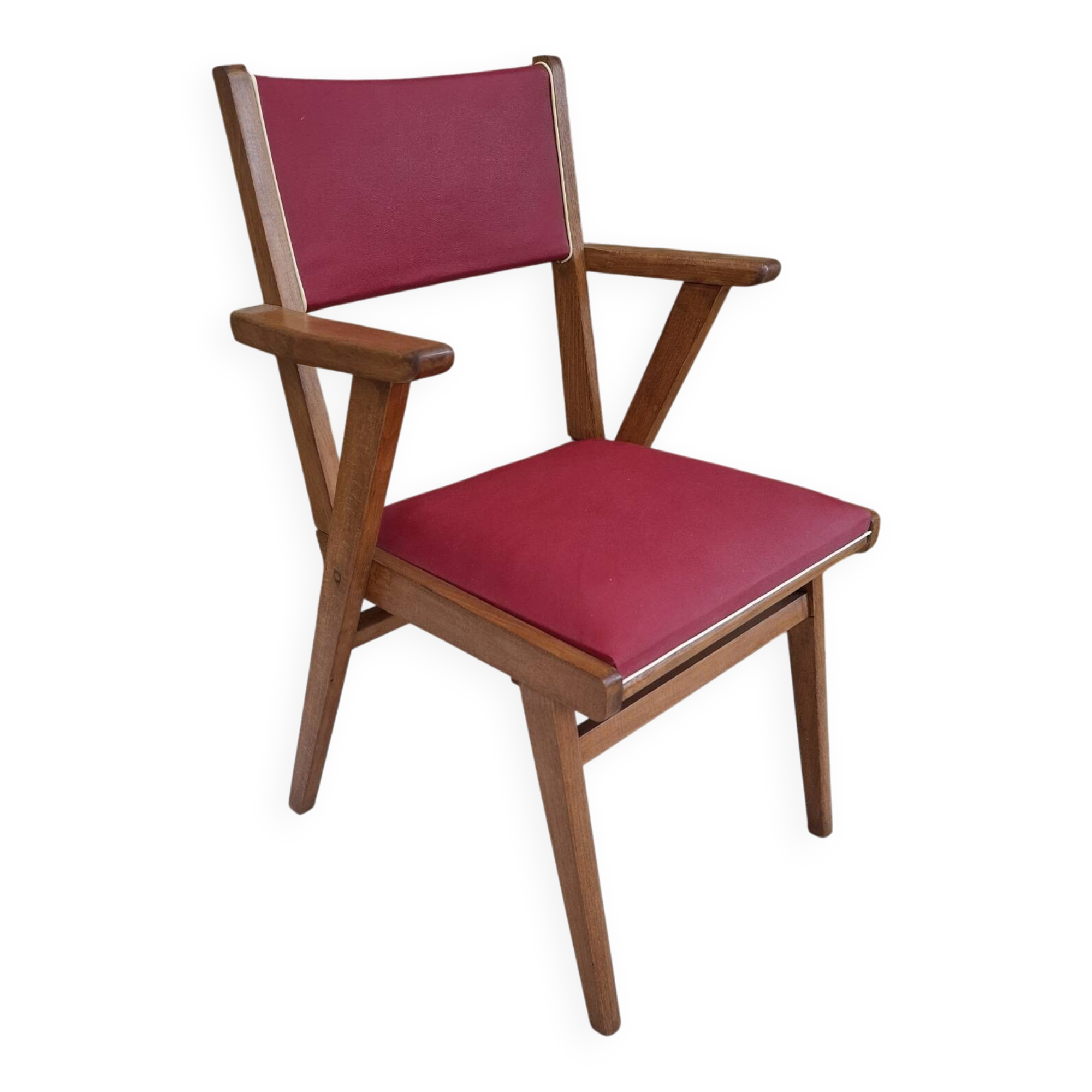 Fauteuil en hêtre et skaï
