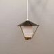 Danish hanging lamp from the 50-60s, made of brass, metal and with milky white glass shade.