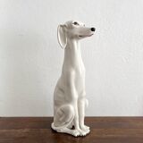 Chaumette vintage ceramic sitting white dog statue