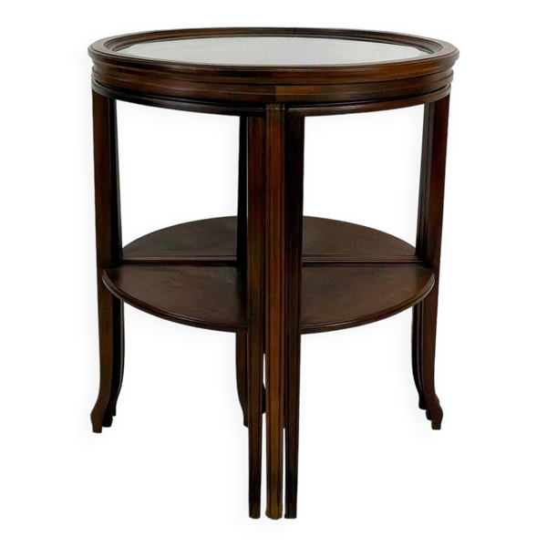 Guéridon / tables gigognes transformable en 2 tables d'appoints, Art Nouveau, France, 1910