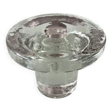 Vintage Scandinavian glass Candle Holder – Clear Pressed Glass – 1970s