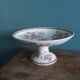 Compotier, coupe sur pied, Luneville K&G, décor chêne marron