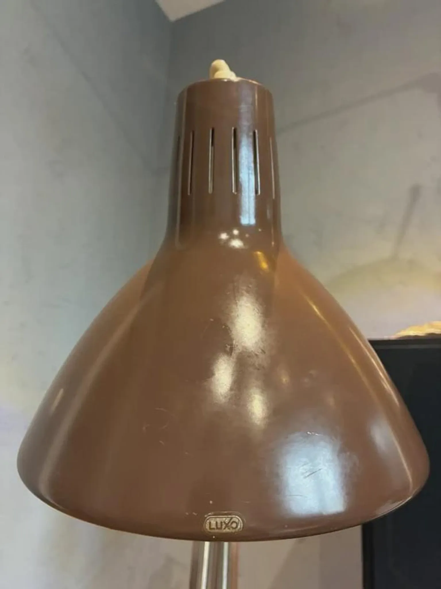 Luxo L-1 architect desk lamp by Jacob Jacobsen, brown, 1960s