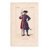 19th Century Color Engraving 1840 Swiss Guard of King Henry III Uniform Costume