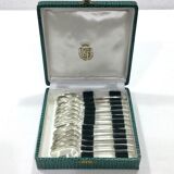 12 mocha spoons silver metal flag