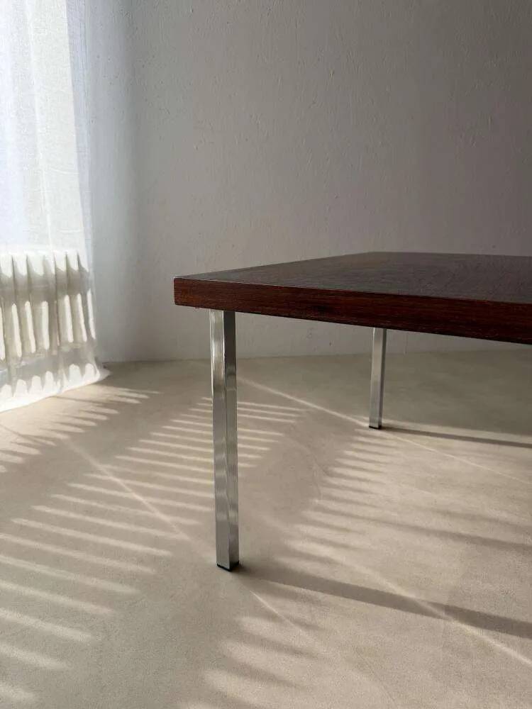 Vintage rosewood coffee table chrome 1960s