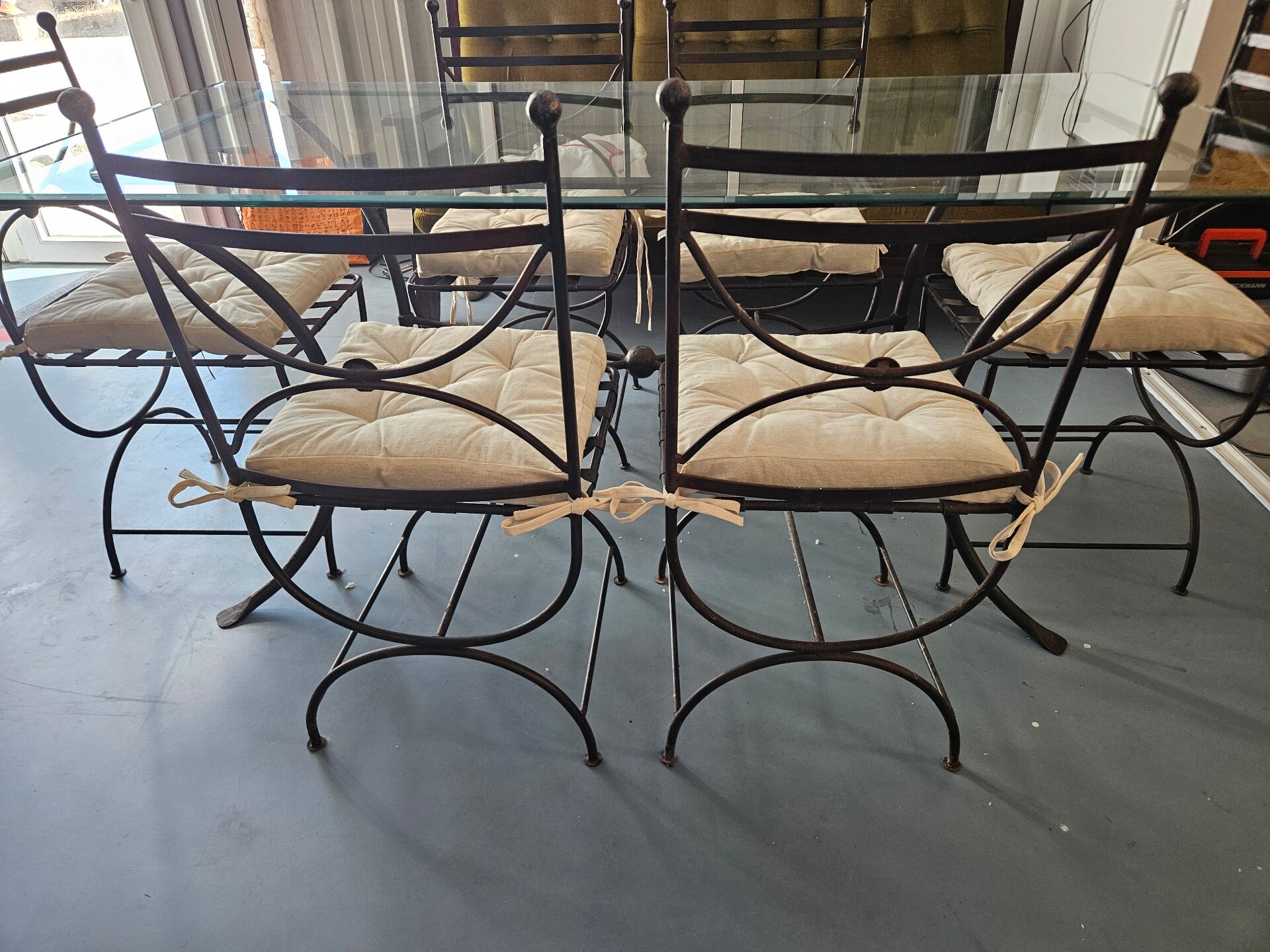 Table jardin et chaises fer forgé