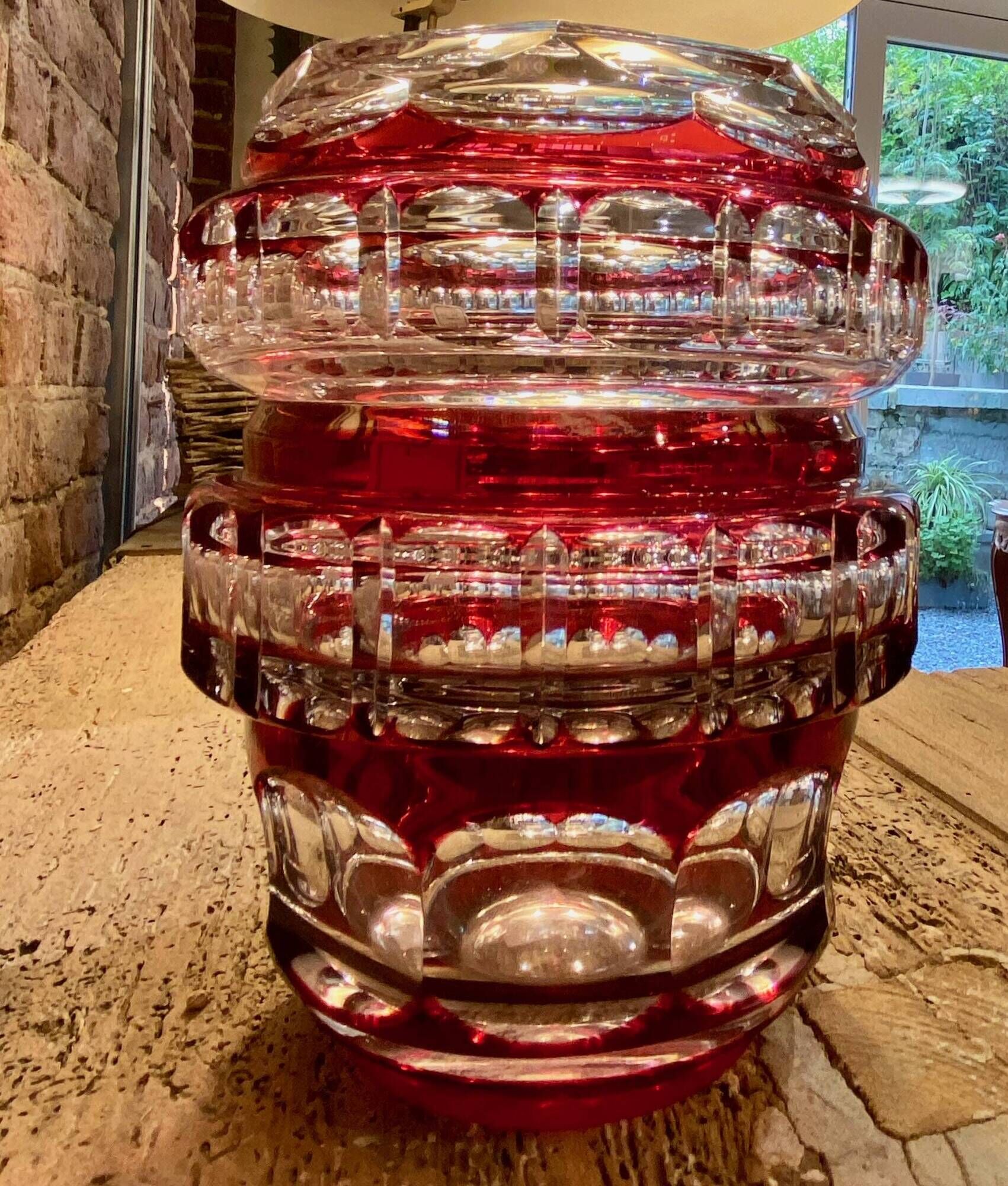 Double Red Crystal Vase – Val Saint Lambert