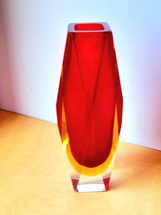 Sommerso vase prism, Flavio Poli, Murano 1970
