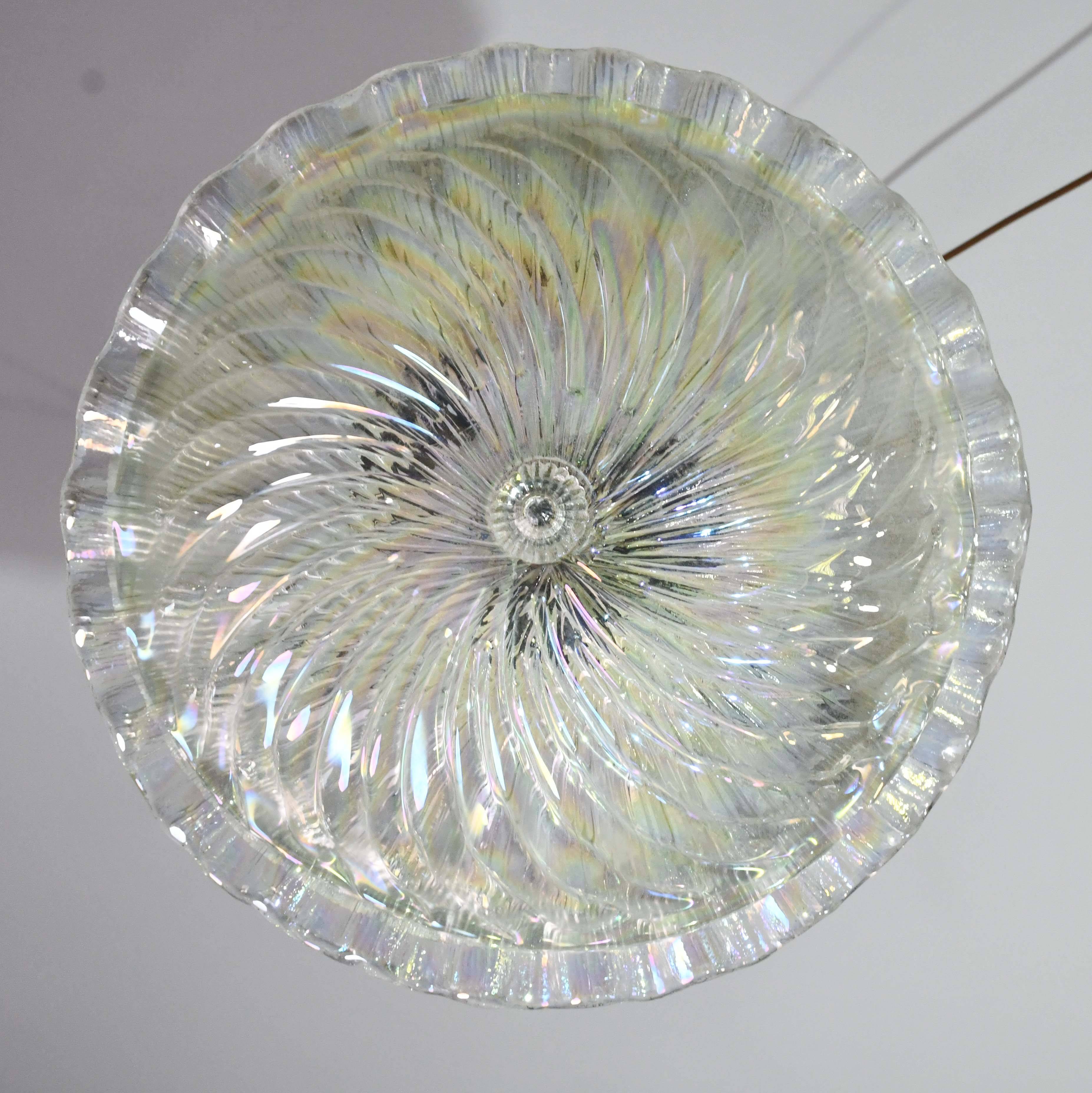 Plafonnier en verre irisé de Murano, 1970