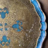 Florentine tray golden and turquoise blue