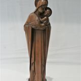 Sculpture wood virgin and child signed