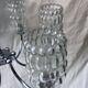 6-branched chrome chandelier & glass lampshades