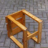 Vintage solid wood stool, modernist design 1970s