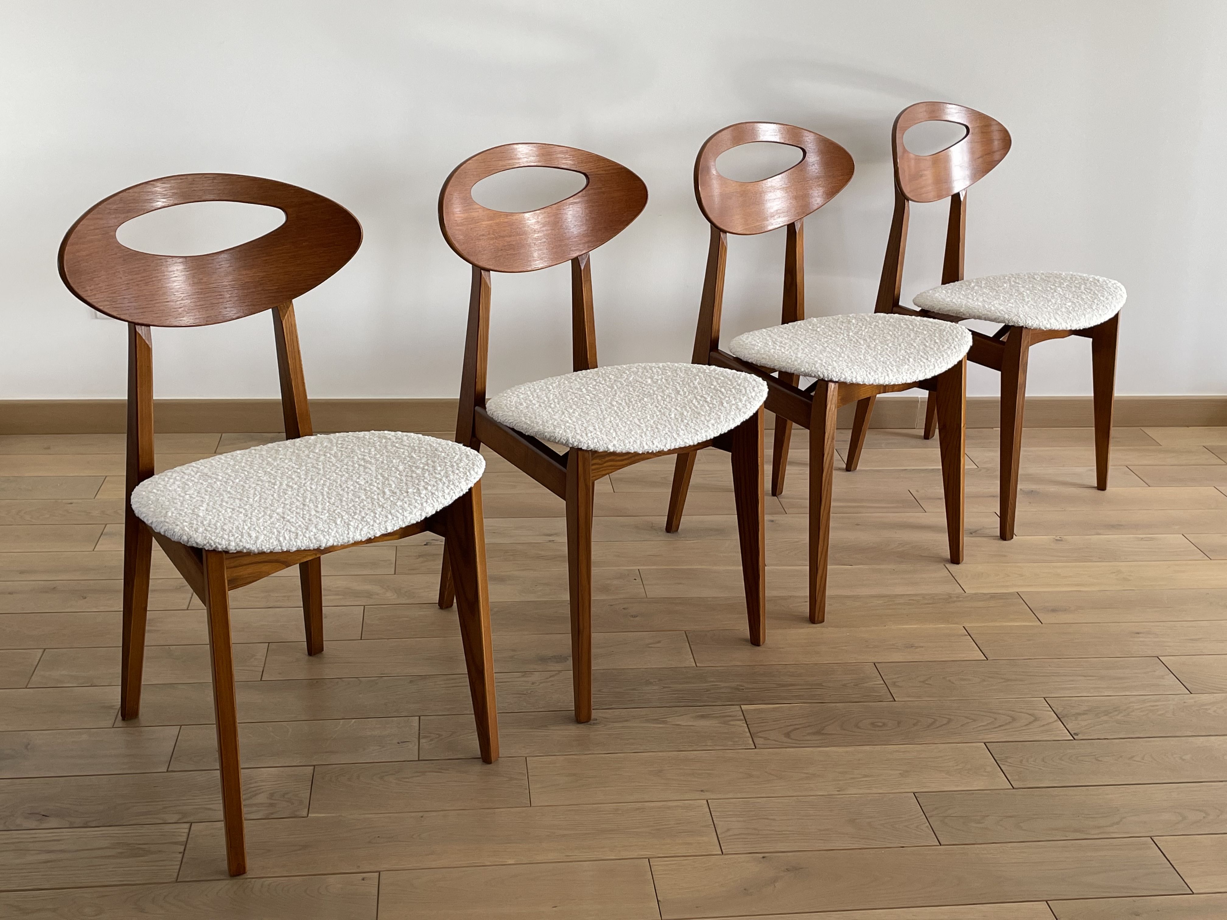 Lot 4 vintage chairs by Roger Landault for Sentou, France 1950