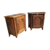 Pair of old Louis XV style sideboards in curved oak