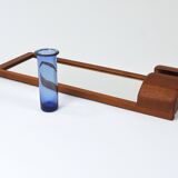 Danish wall mirror by Jacob Hermann & Per Lütken and Holmegaard glass vase, 1960s.