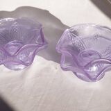 Set of 4 purple moulded glass ice cream bowls.