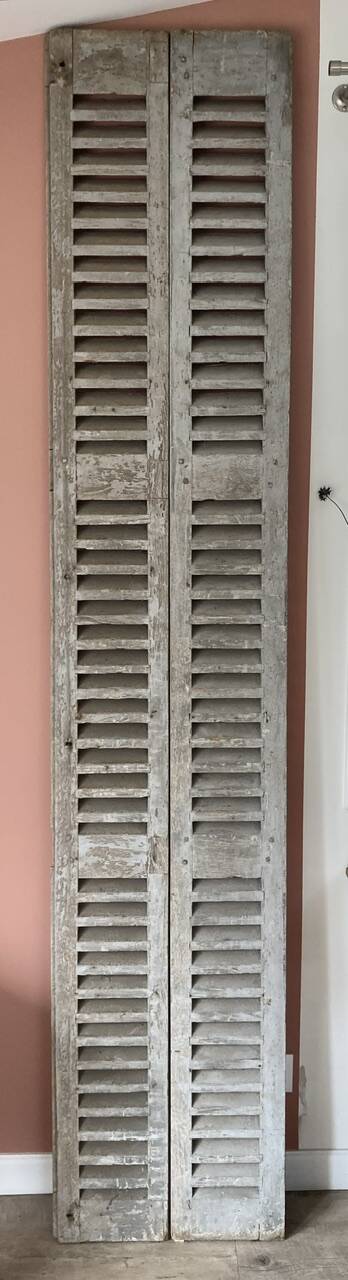 Set of 2 large old louvered shutters